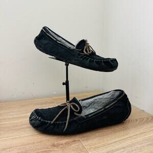 Ugg Olsen Black Suede Fur Lined Slippers Men’s Size 13